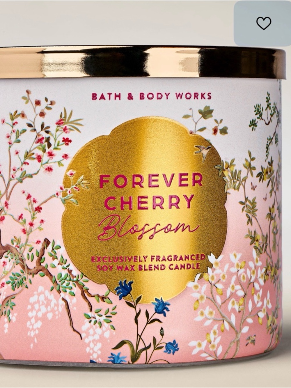 Bath & Body Works Forever Cherry Blossom Candle - Pink & Gold